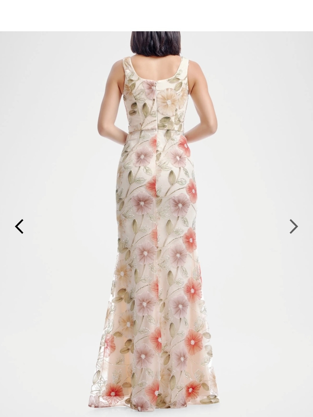 Tyra Sleeveless Beaded Tulle Applique Gown - Picture 2 of 6